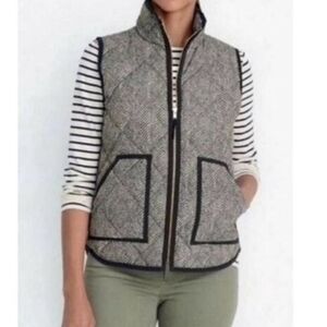 J. Crew Factory Black/Gray/Tan Quilted Down Puffer Vest Size XS Style No. 02533